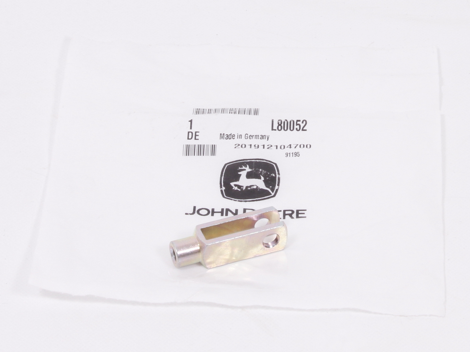 John Deere L80052 koncovka bowdenu s uchytením